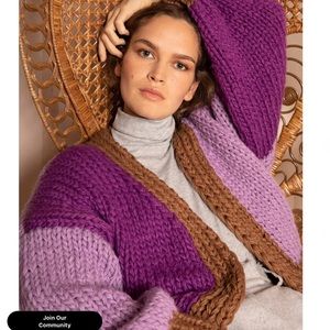 FRNCH Purple and Brown Cardigan
